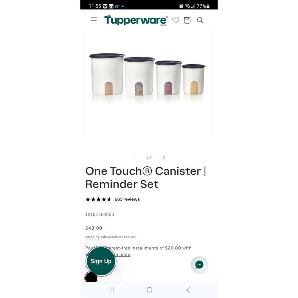 Set of 8 Tupperware One-Touch Topper & Reminder Canisters White W Black Lids New